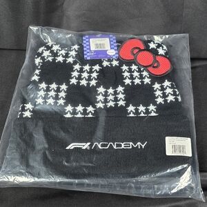 Hello Kitty F1 ACADEMY Official Las Vegas Grand Prix Black BEANIE Ears HAT New